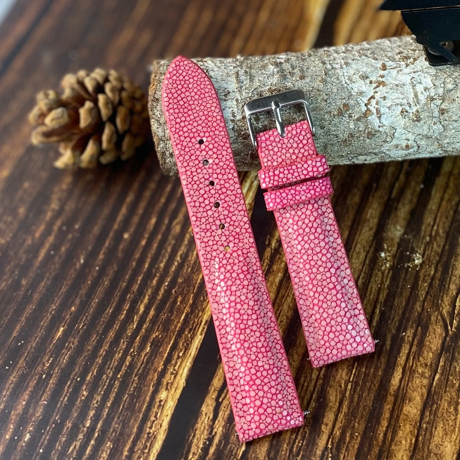 Pink Stingray Leather Watch Strap