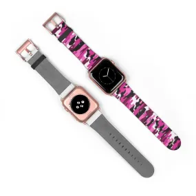 Pink White Camo Watch Band, Army Print 38mm/42mm Watch Band For Apple Watch- Made in USA