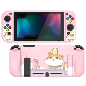 PlayVital Kitten & Chicken Protective Case for NS Switch, Soft TPU Slim Case Cover for NS Switch Joy-Con Console with Colorful ABXY Direction Button Caps - NTU6009