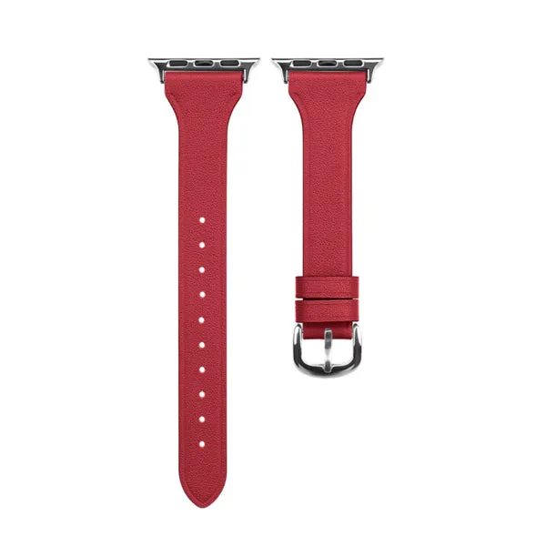 Red Genuine Leather Apple Watch Band (for small wrist) 紅色真皮Apple 錶帶 (適合小手腕) (KCWATCH1082)