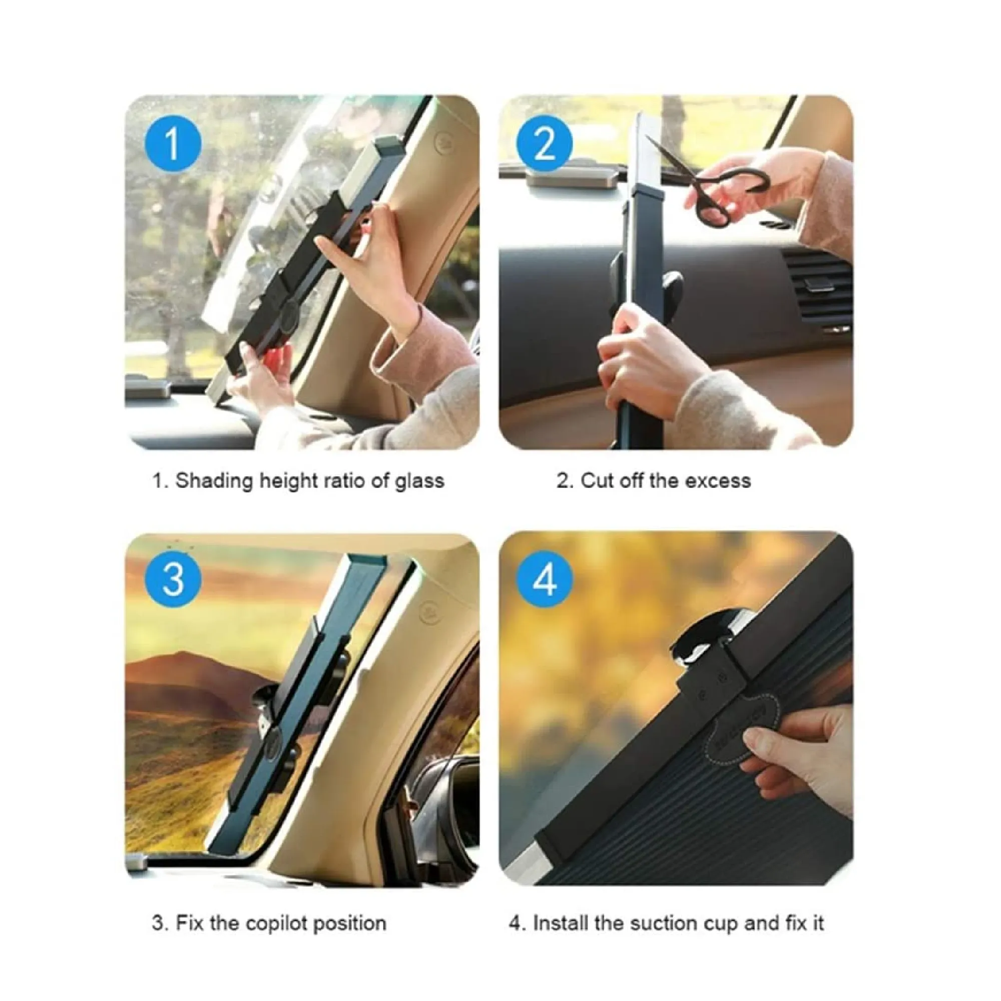 Retractable Windshield Sunshade for Car | Cordless Cellular Sunscreen Blocks UV Rays