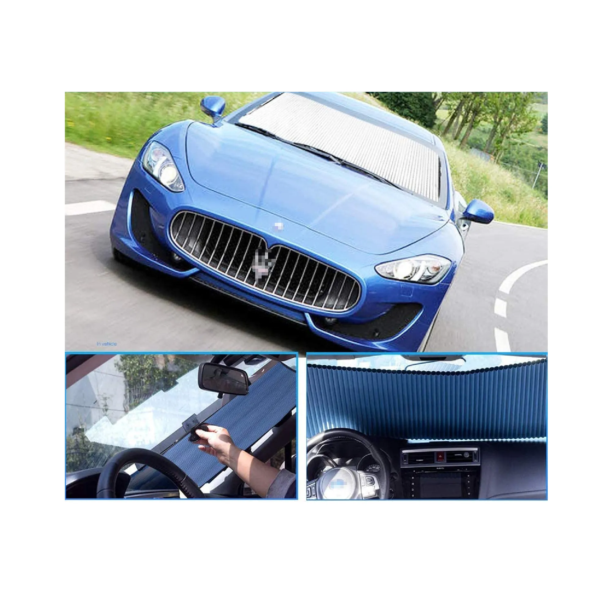 Retractable Windshield Sunshade for Car | Cordless Cellular Sunscreen Blocks UV Rays