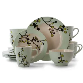 Retro Bloom Luxurious Stoneware Dinnerware with Complete Setting for 4 - 16 Piece