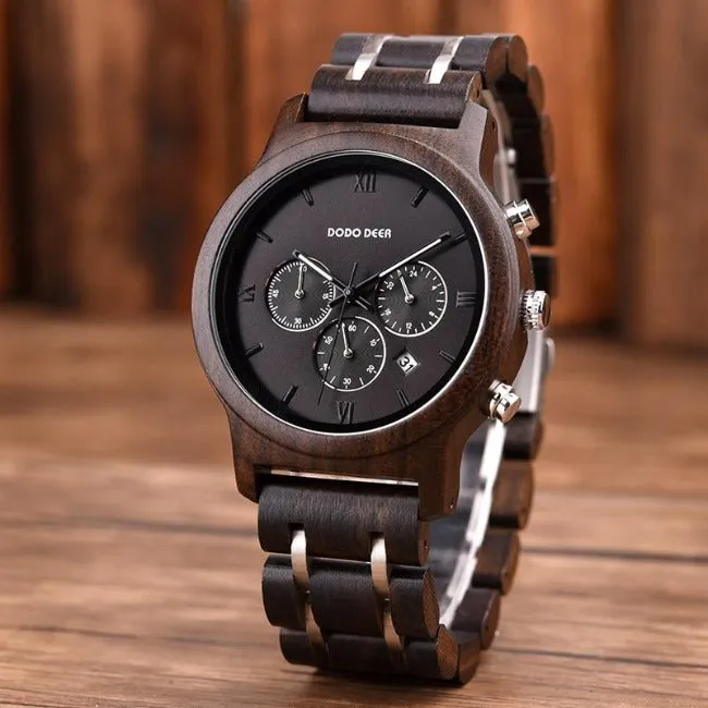 Retro Chronograph Wood Watch