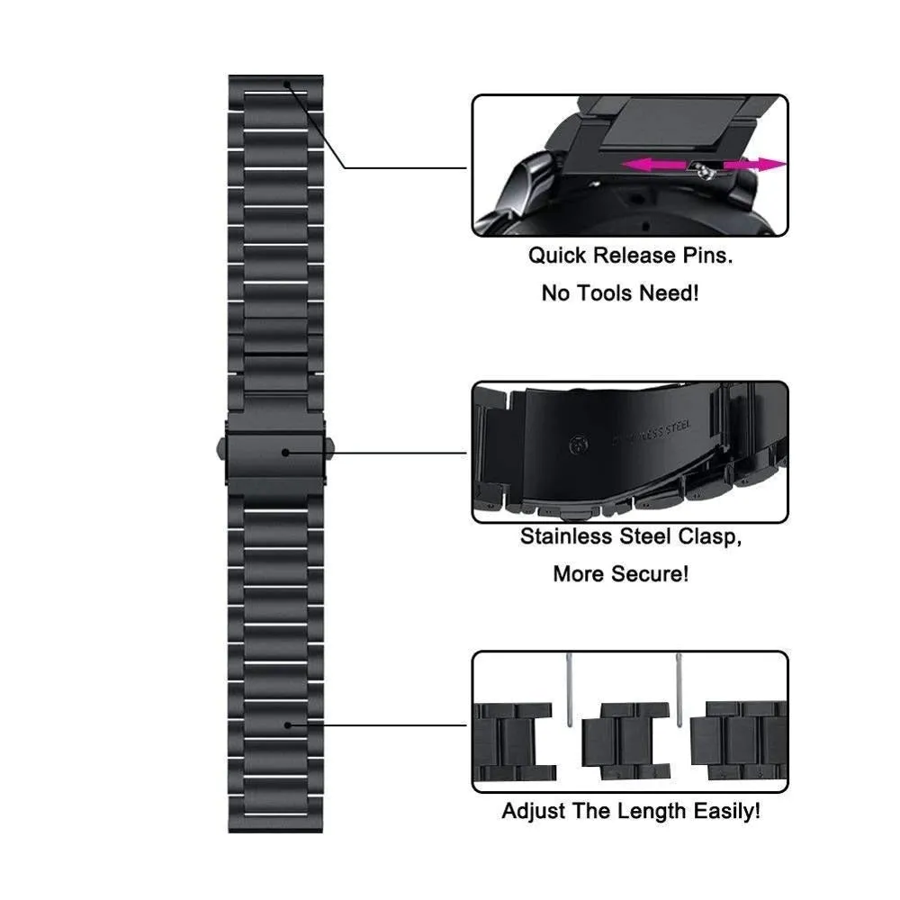 Samsung Galaxy Watch 3 45mm /46mm / Gear S3 Frontier / Classic / Watch GT 2 46mm | Metal Watch Band Straps | Black