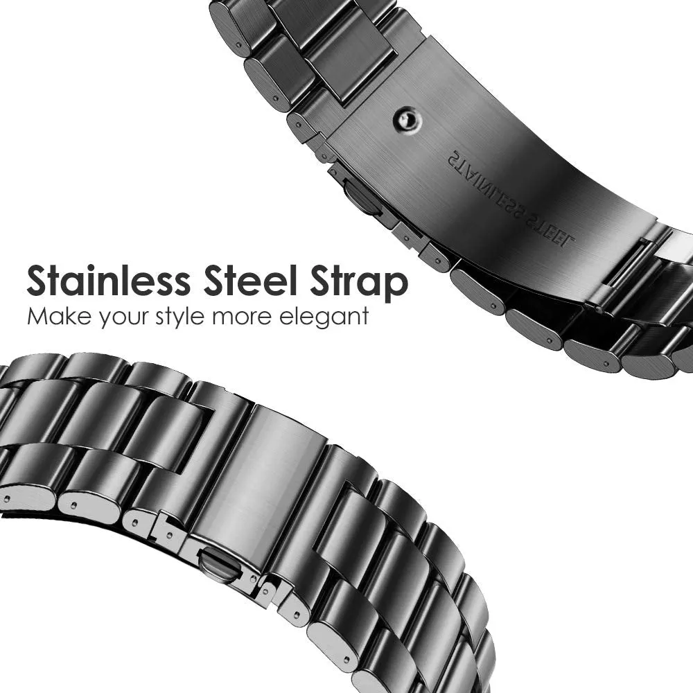 Samsung Galaxy Watch 4 40mm 44mm/Classic/Active 2 40mm 44mm/Galaxy Watch 3 41mm | Metal Watch Band Straps | Black