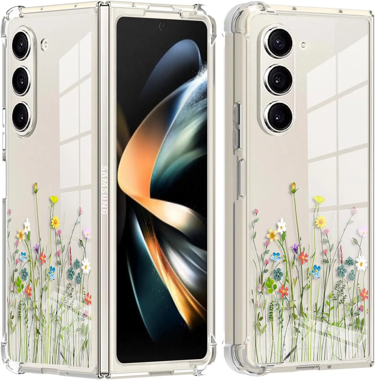 Samsung Galaxy Z Fold 5 Case Flower Clear Floral Phone Case