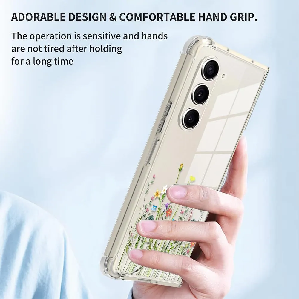 Samsung Galaxy Z Fold 5 Case Flower Clear Floral Phone Case