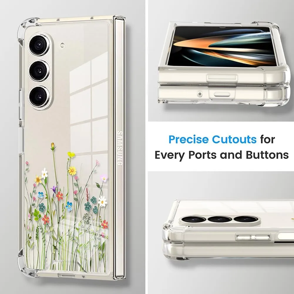 Samsung Galaxy Z Fold 5 Case Flower Clear Floral Phone Case