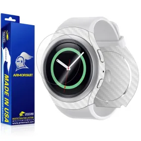 Samsung Gear S2 Screen Protector   White Carbon Fiber Skin