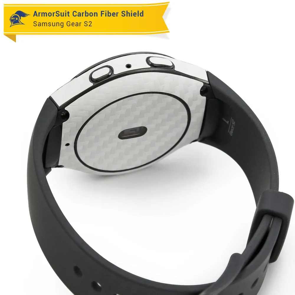 Samsung Gear S2 Screen Protector   White Carbon Fiber Skin