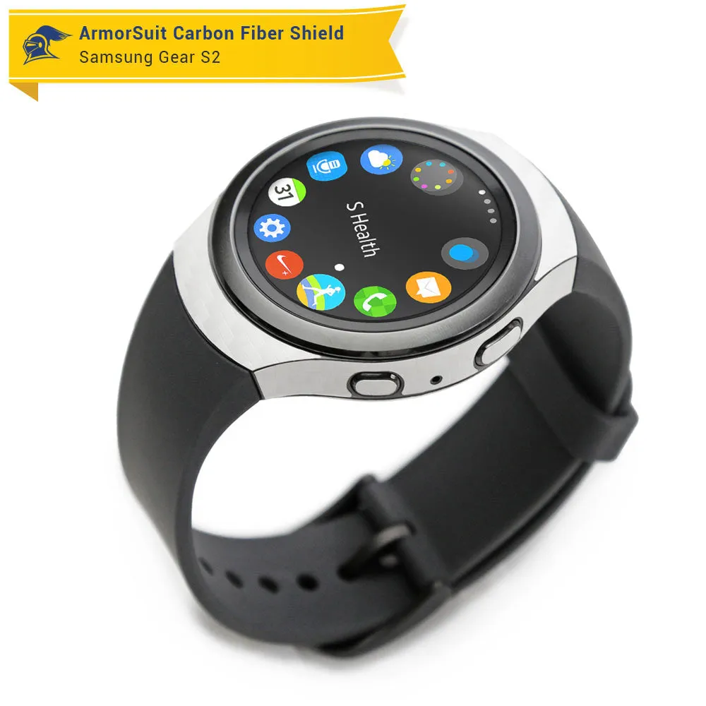 Samsung Gear S2 Screen Protector   White Carbon Fiber Skin