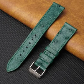 Slim Green Ostrich Leather Watch Band