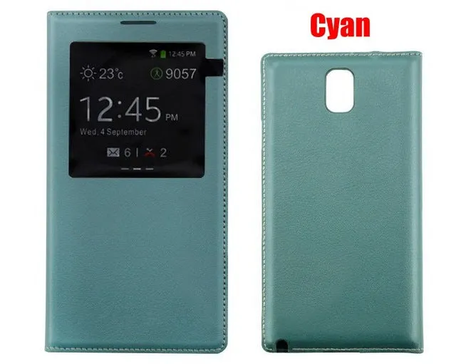 Smart Touch View Sleep Wake Up Function With Chip Original Leather Case Flip Cover For Samsung Galaxy Note 3 Note3 N9000 N9005