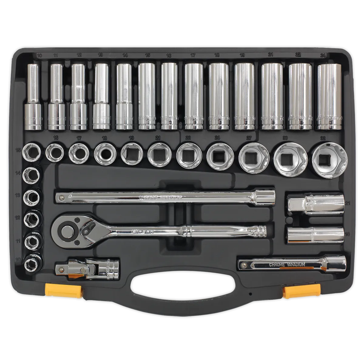 Socket Set 35pc 1/2"Sq Drive 6pt WallDrive¨ Metric