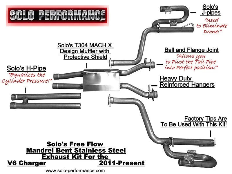 Solo Performance Mach SXT LM Catback Exhaust Dodge Charger V6 (2011-2014) 991118SL