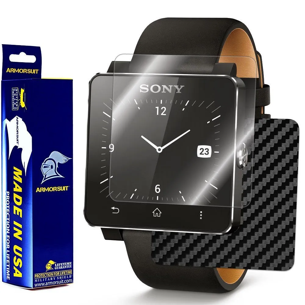 Sony SmartWatch 2 Screen Protector   Black Carbon Fiber Film Protector