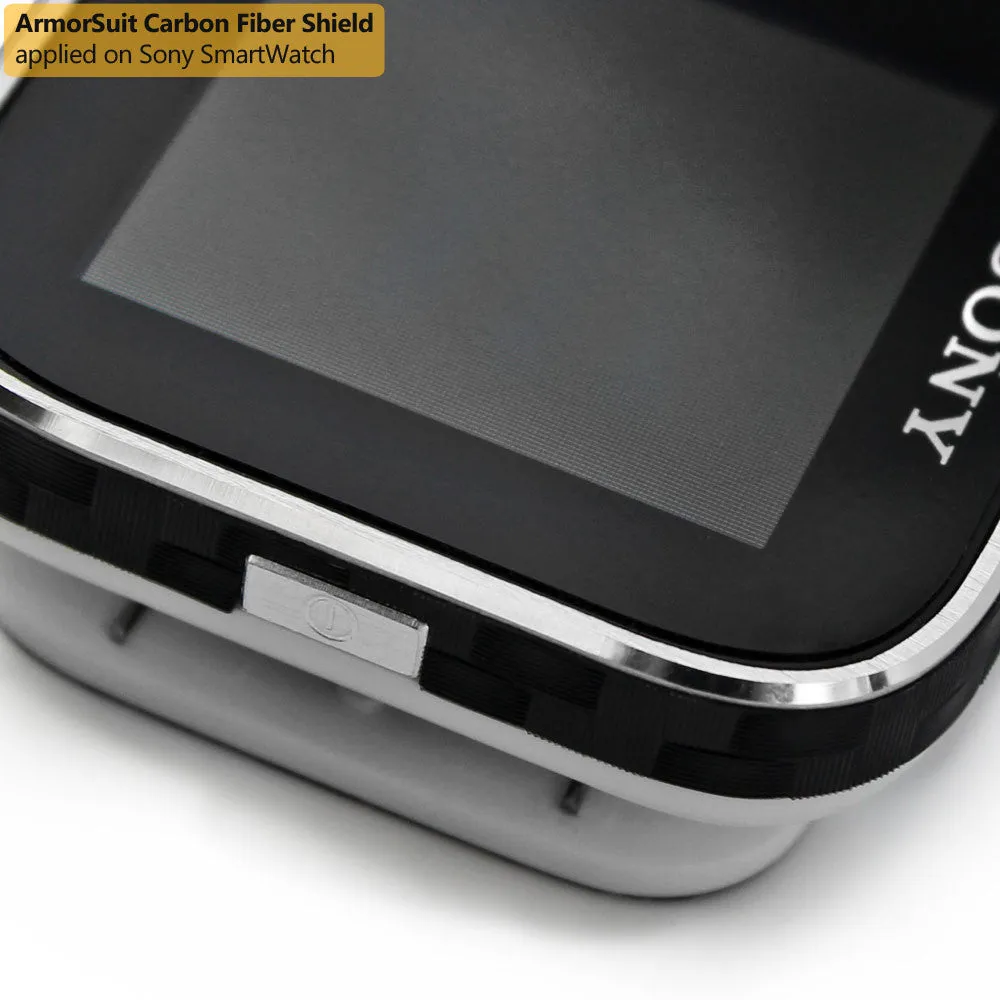 Sony SmartWatch Screen Protector   Black Carbon Fiber Film Protector