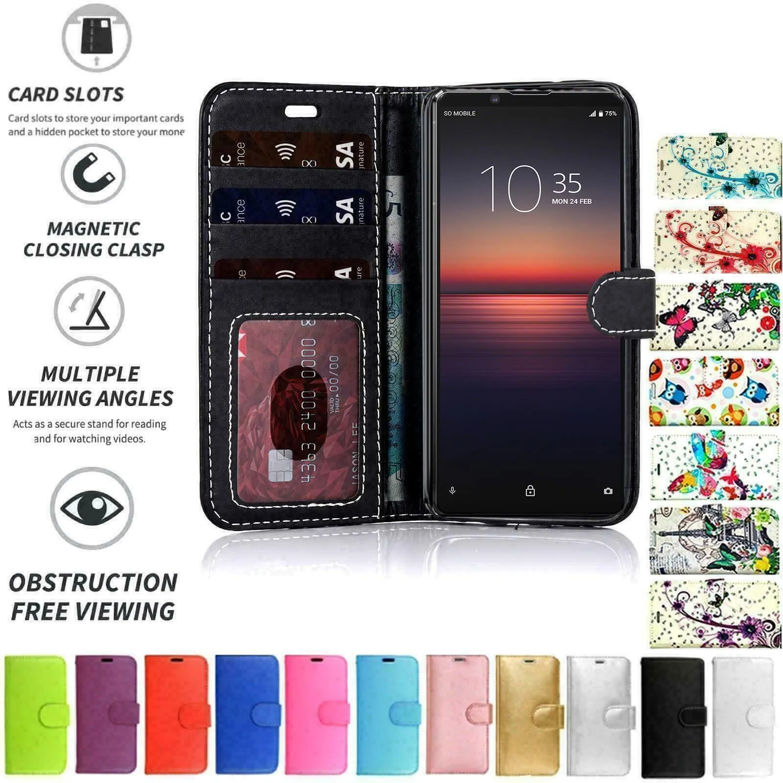 Sony Xperia XZ2 Premium Flip Folio Book Wallet Case