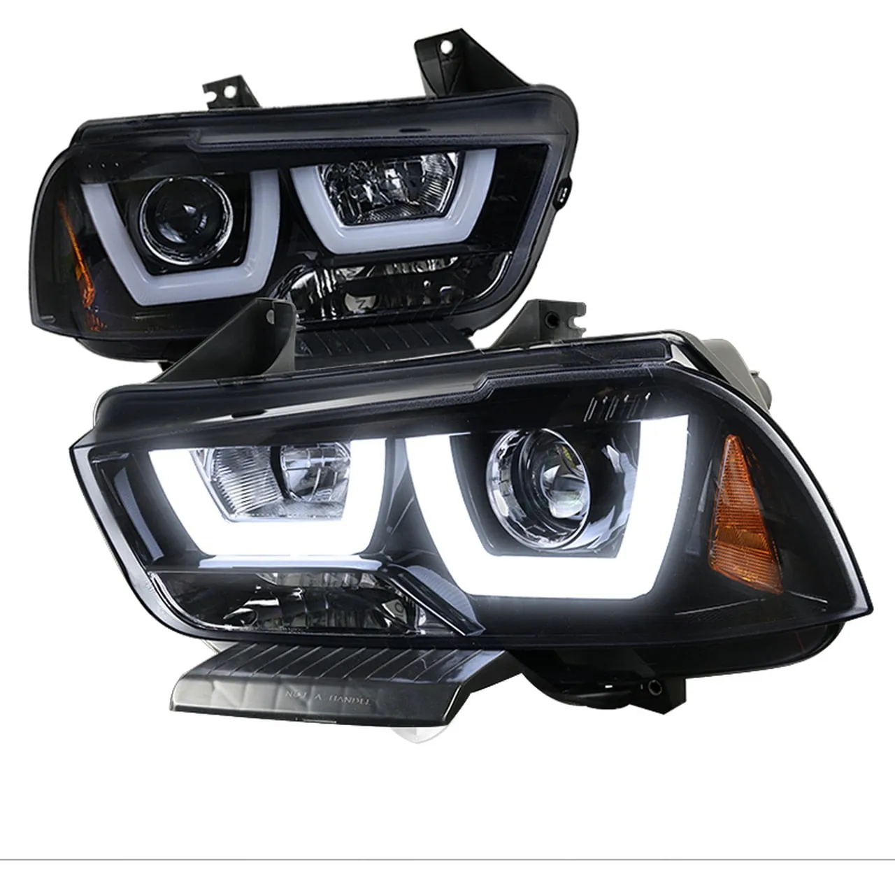 Spec-D Projector Headlights Dodge Charger (2011-2014) LED U-Bar - Black or Chrome