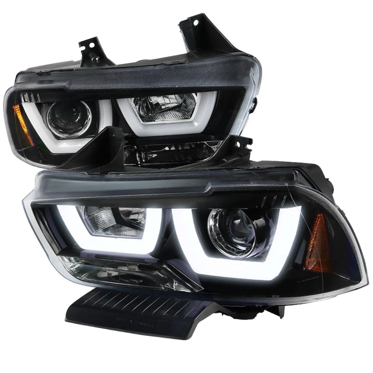 Spec-D Projector Headlights Dodge Charger (2011-2014) LED U-Bar - Black or Chrome