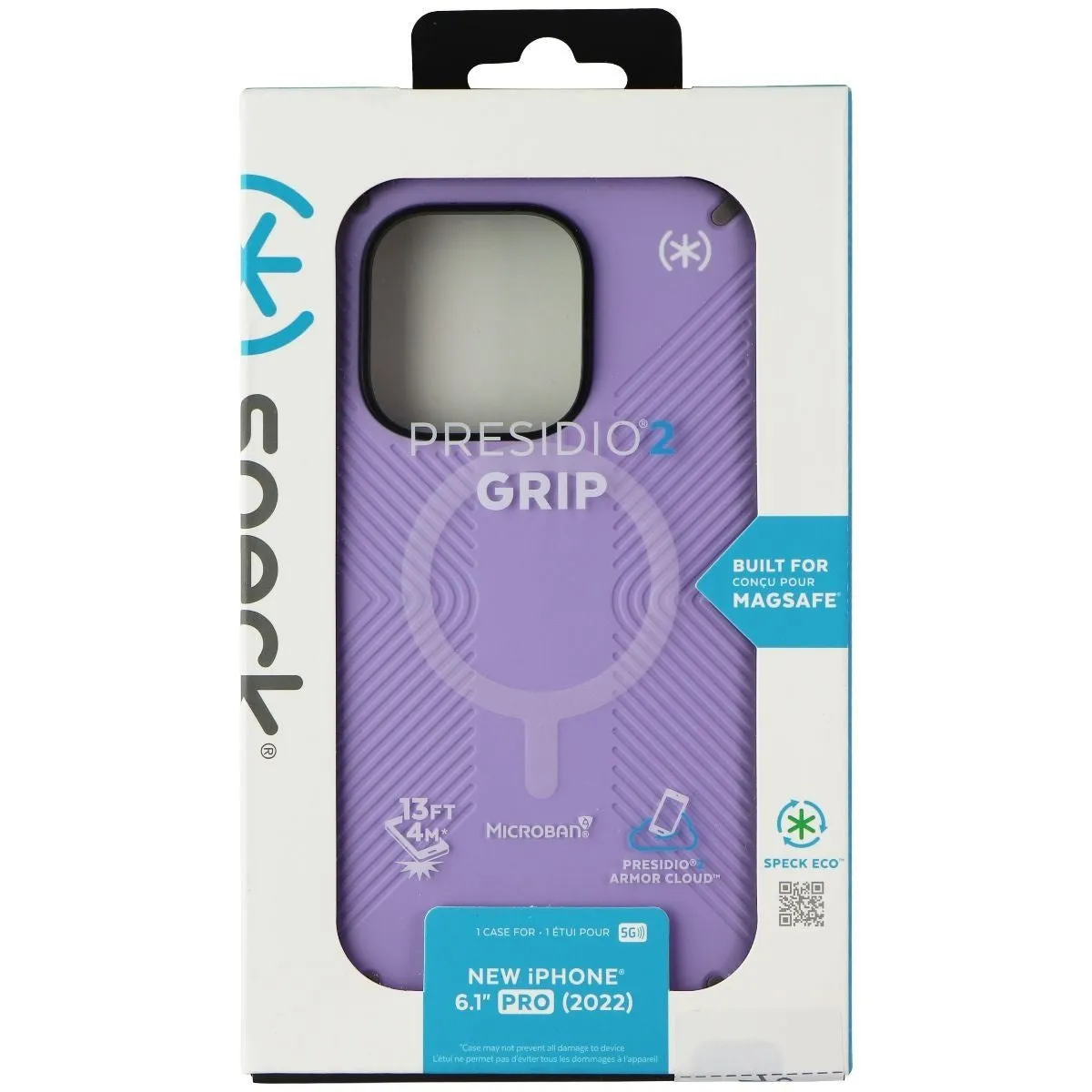 Speck Presidio Grip 2 Case for iPhone 14 Pro - Spring Purple and Cloudy Gray