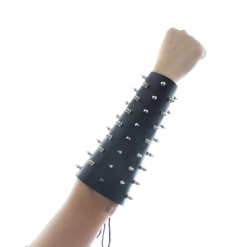 Spiked Leather Arm Guard for Erotic Bondage and Nail Armor Play