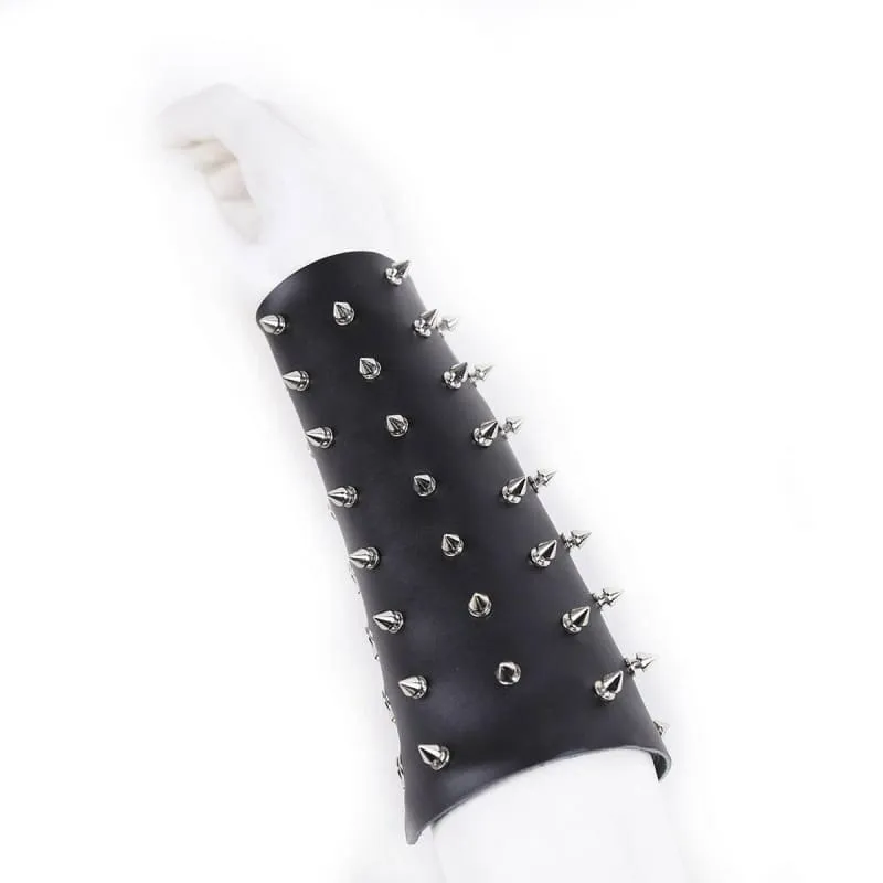 Spiked Leather Arm Guard for Erotic Bondage and Nail Armor Play