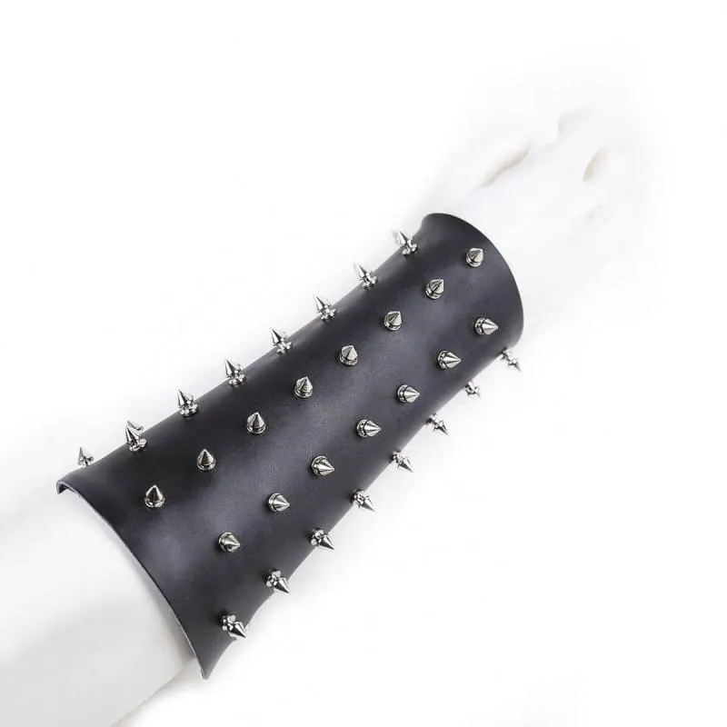 Spiked Leather Arm Guard for Erotic Bondage and Nail Armor Play