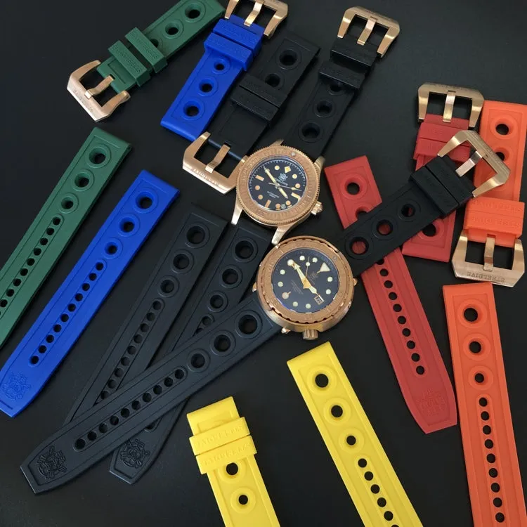 Steedive Rubber Watch Strap with Cusn8 Bronze Buckle