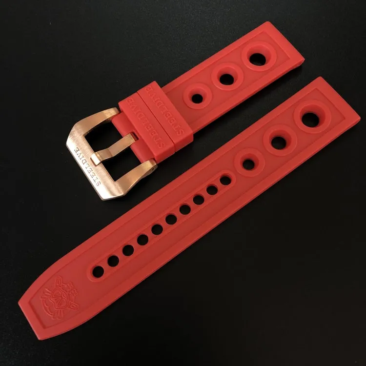 Steedive Rubber Watch Strap with Cusn8 Bronze Buckle