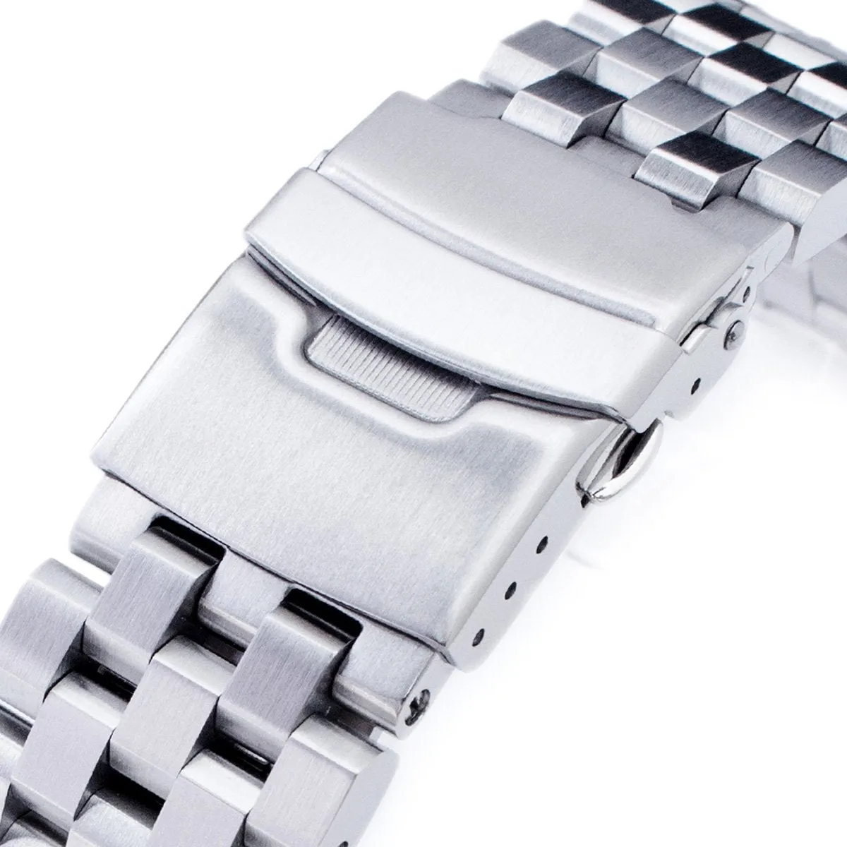 SUPER Engineer Type II Watch Band Straight End, 316L Stainless Steel Solid Link Push Button