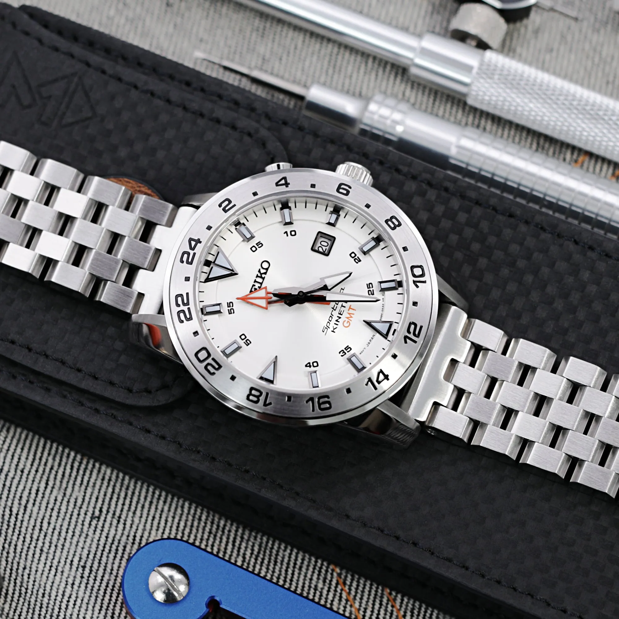 SUPER Engineer Type II Watch Band Straight End, 316L Stainless Steel Solid Link Push Button