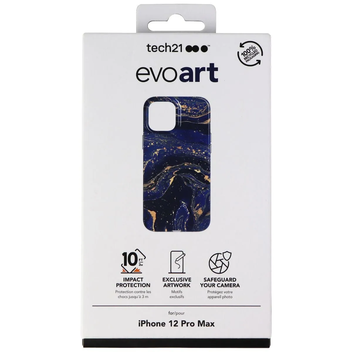 Tech21 Evo Art Series Case for Apple iPhone 12 Pro Max - Blue Marbling