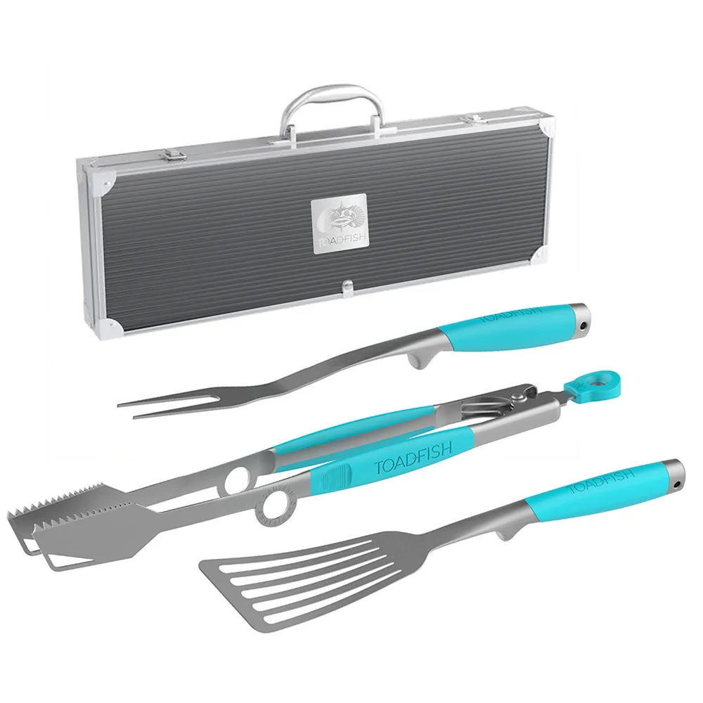 Toadfish Ultimate Grill Set   Case - Tongs, Spatula  Fork [1092]