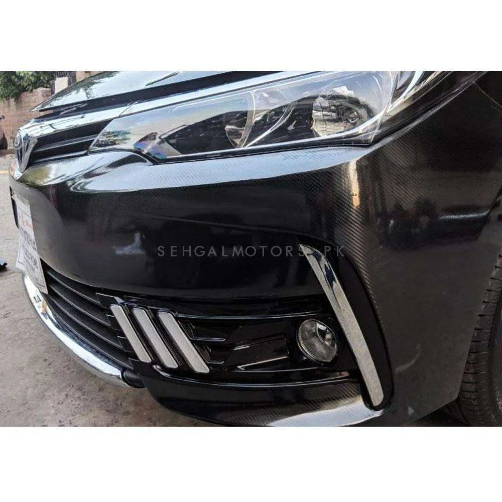 Toyota Corolla Mustang Style Face Lift Fog Lamps Light DRL Cover Chrome - Model 2017-2021