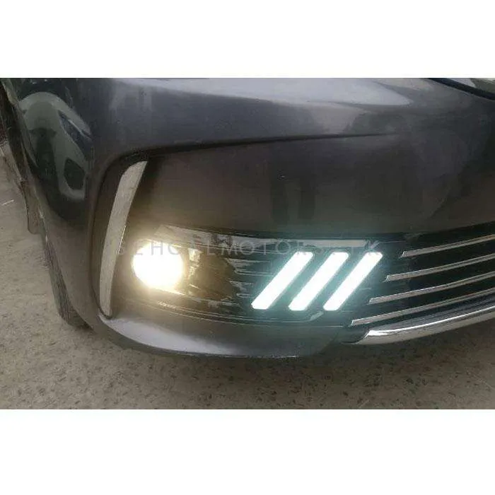 Toyota Corolla Mustang Style Face Lift Fog Lamps Light DRL Cover Chrome - Model 2017-2021