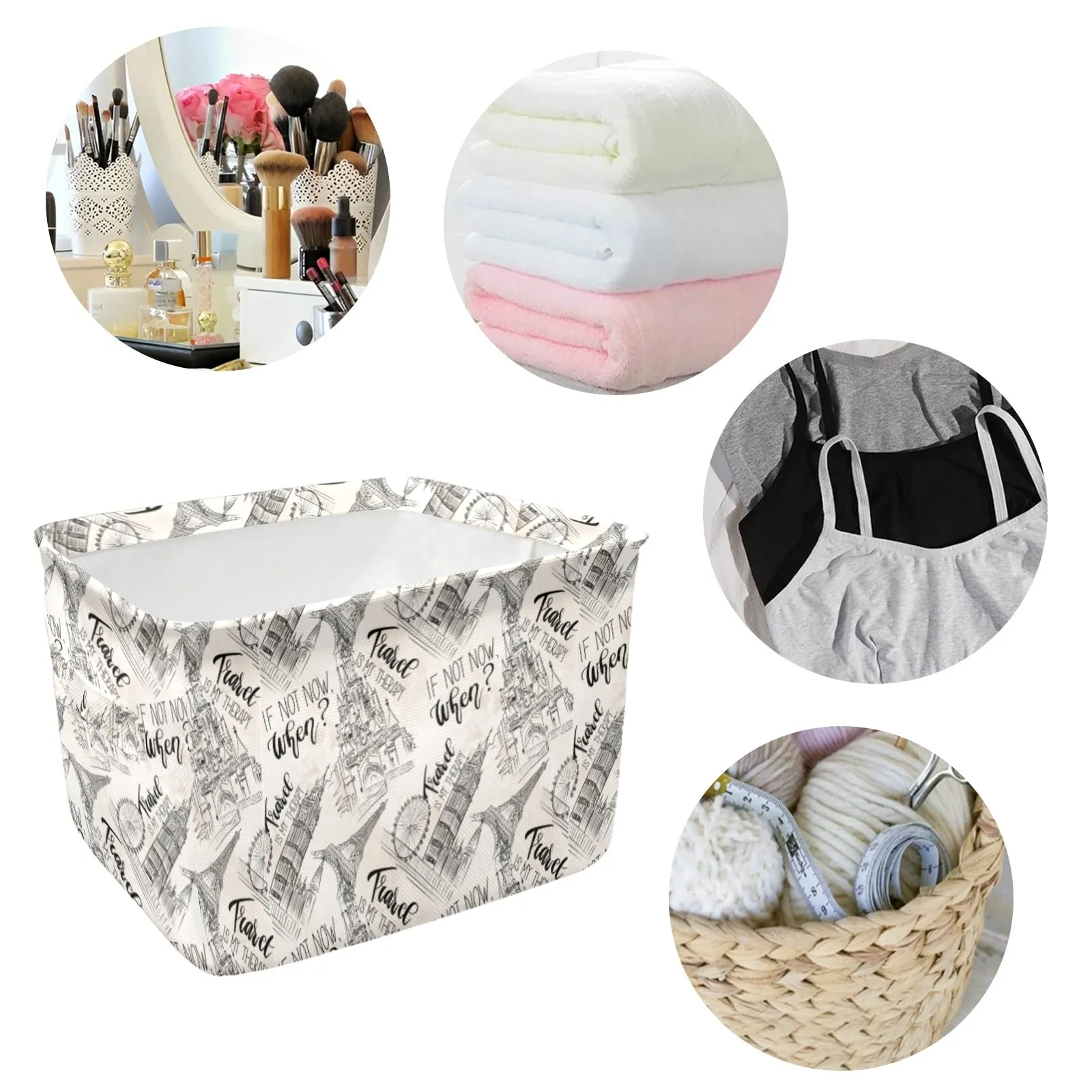 Travel if not now When awd120 Fabric Storage Basket