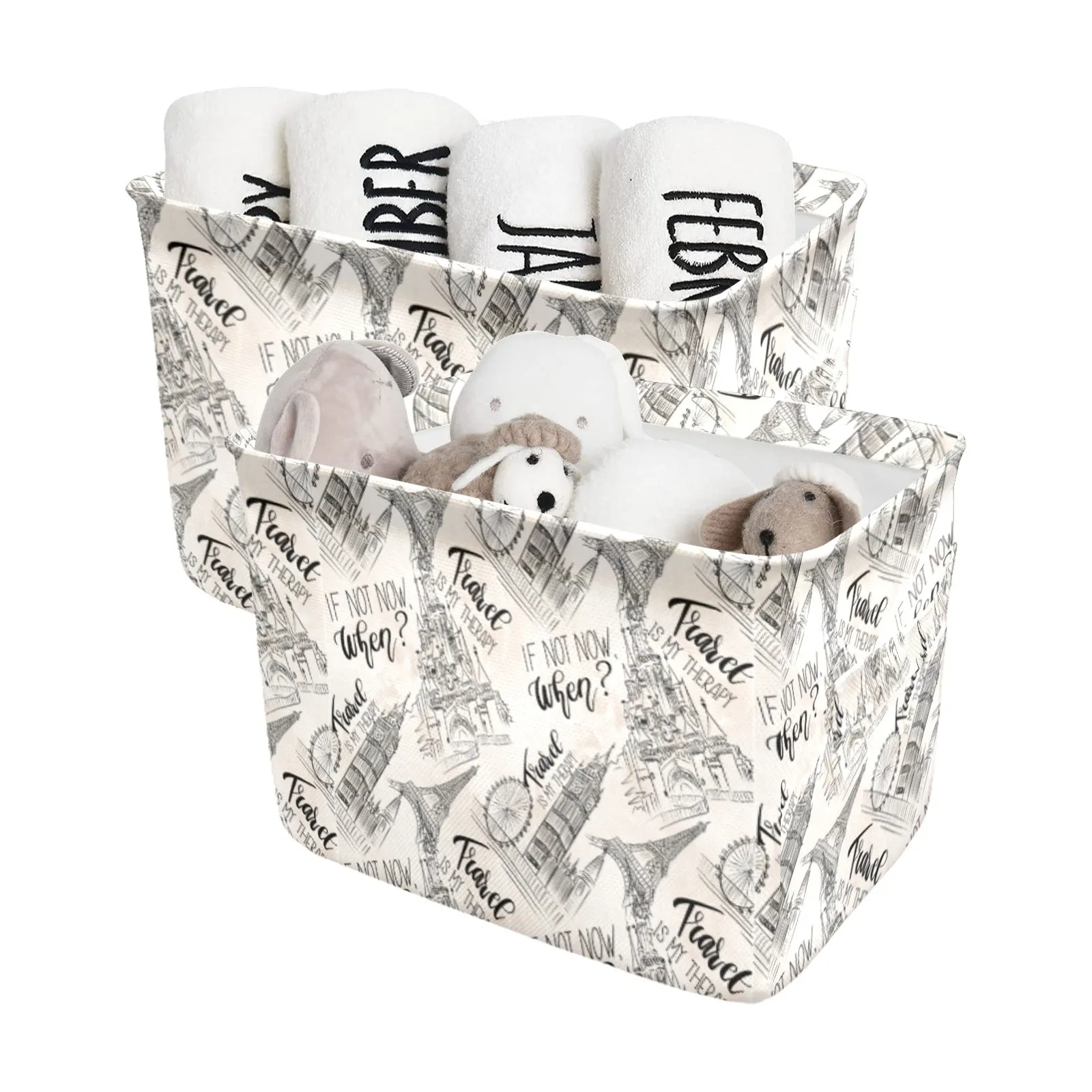 Travel if not now When awd120 Fabric Storage Basket