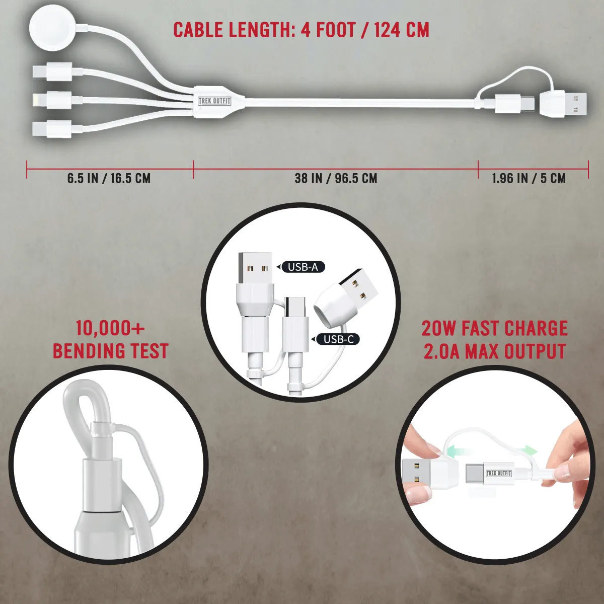 Trek Outfit Multi-Device 4-in-2 Charging Cable for Apple Devices - Mix & Match