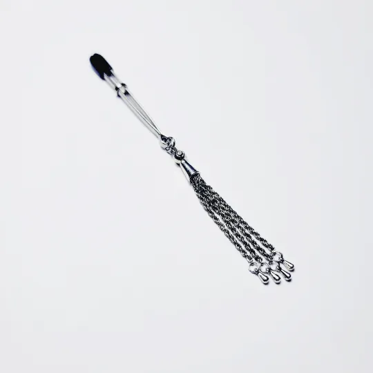 Tweezer Clit Clamp with Chain Tassel. BDSM Clitoral Clamp.