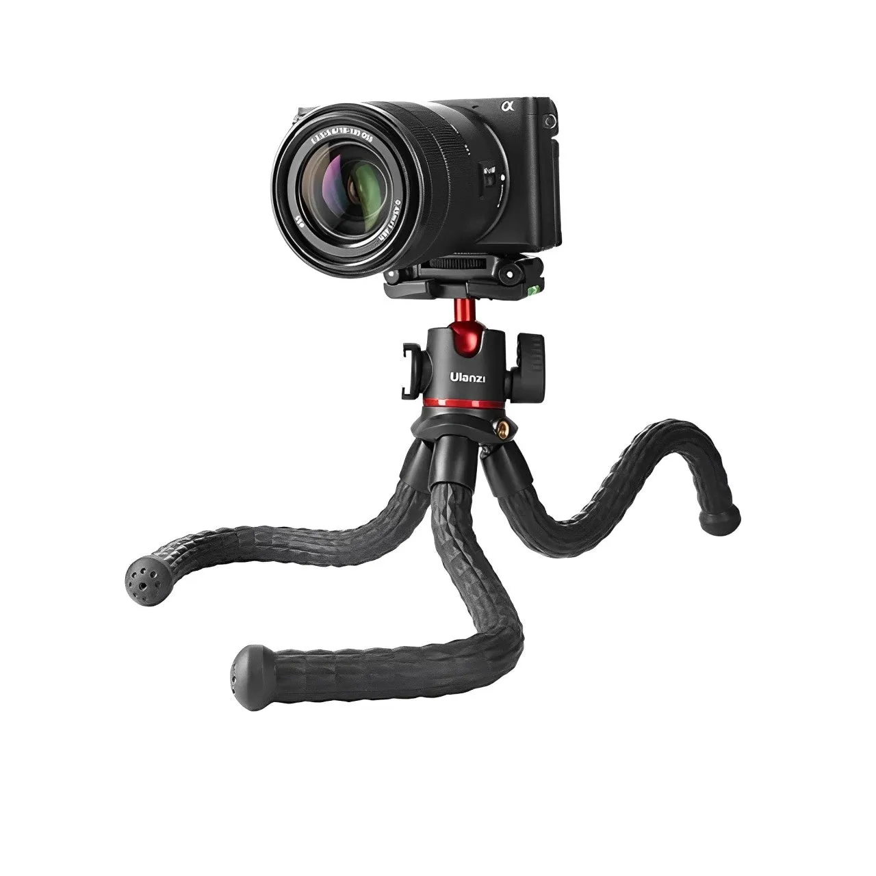 Ulanzi MT-33 Flexible Octopus Tripod with Double Cold Shoe Ball Head C-Clamp with Max 2kg / 11.8" Weight and Height, ABS   TPR Rubber Legs and 2.36" to 3.33" Smartphone Size Compatibility for Vlog Vlogging, Interviews, Content Creation