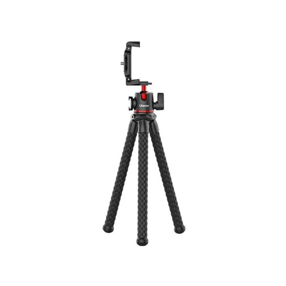 Ulanzi MT-33 Flexible Octopus Tripod with Double Cold Shoe Ball Head C-Clamp with Max 2kg / 11.8" Weight and Height, ABS   TPR Rubber Legs and 2.36" to 3.33" Smartphone Size Compatibility for Vlog Vlogging, Interviews, Content Creation