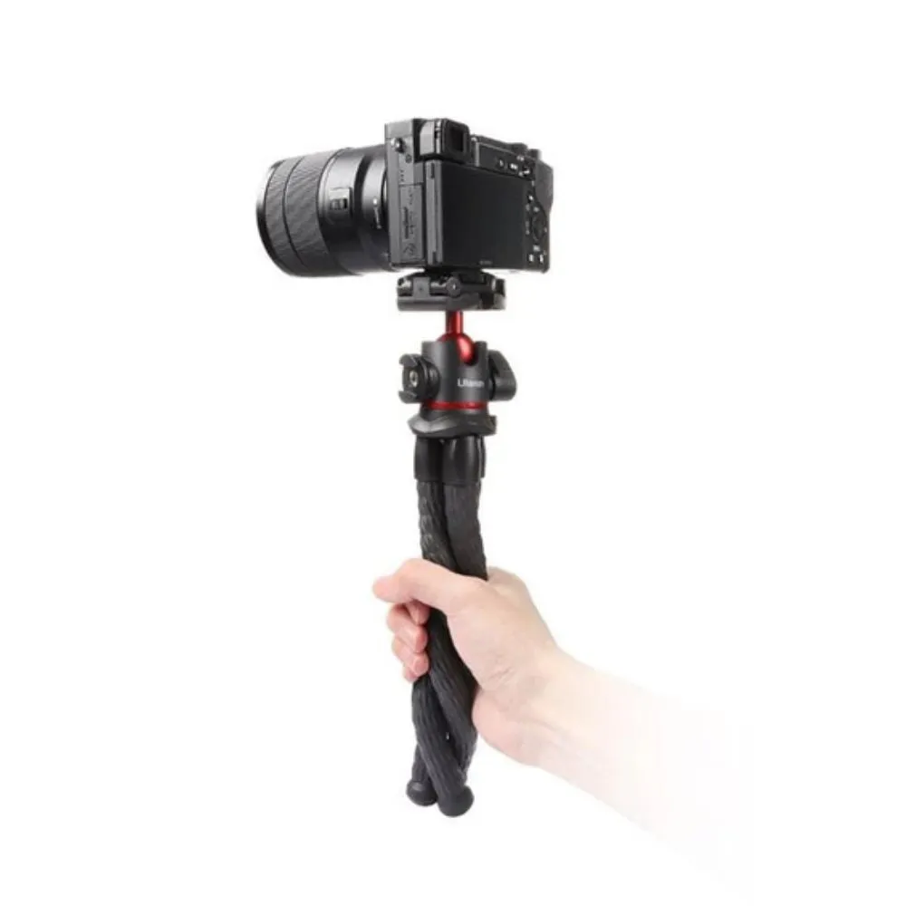 Ulanzi MT-33 Flexible Octopus Tripod with Double Cold Shoe Ball Head C-Clamp with Max 2kg / 11.8" Weight and Height, ABS   TPR Rubber Legs and 2.36" to 3.33" Smartphone Size Compatibility for Vlog Vlogging, Interviews, Content Creation