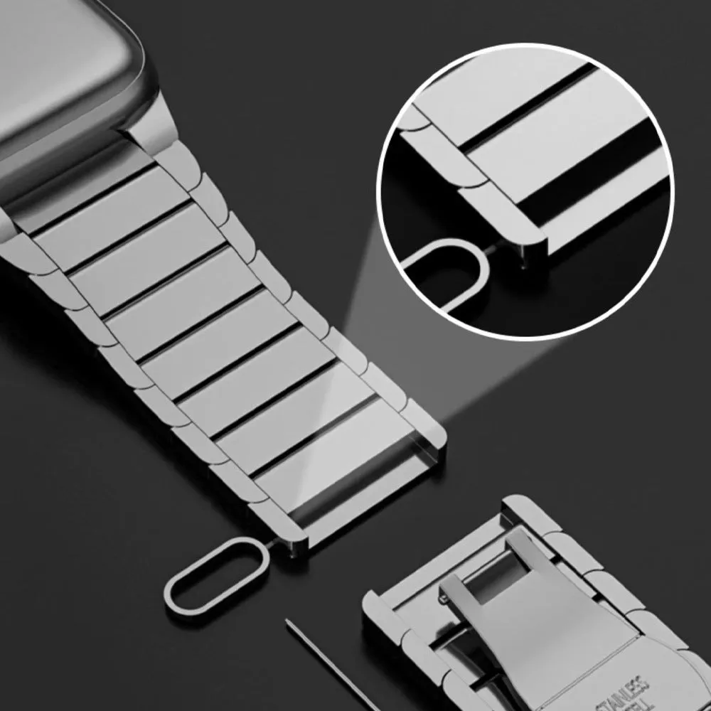 Ultra-Thin Solid Stainless-Steel Band Compatible with Apple Watch 45MM 44MM 42MM-Black