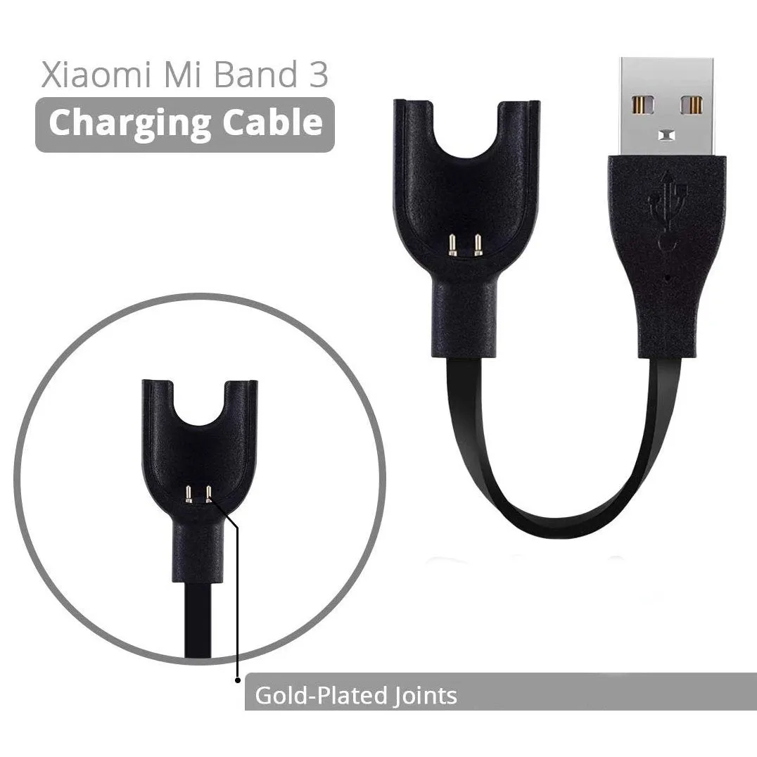 USB Charger Cord Fast Charging Cable Adapter for Xiaomi MI Band 3 - Black