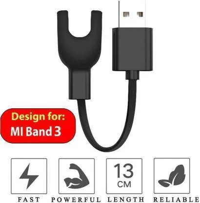 USB Charger Cord Fast Charging Cable Adapter for Xiaomi MI Band 3 - Black