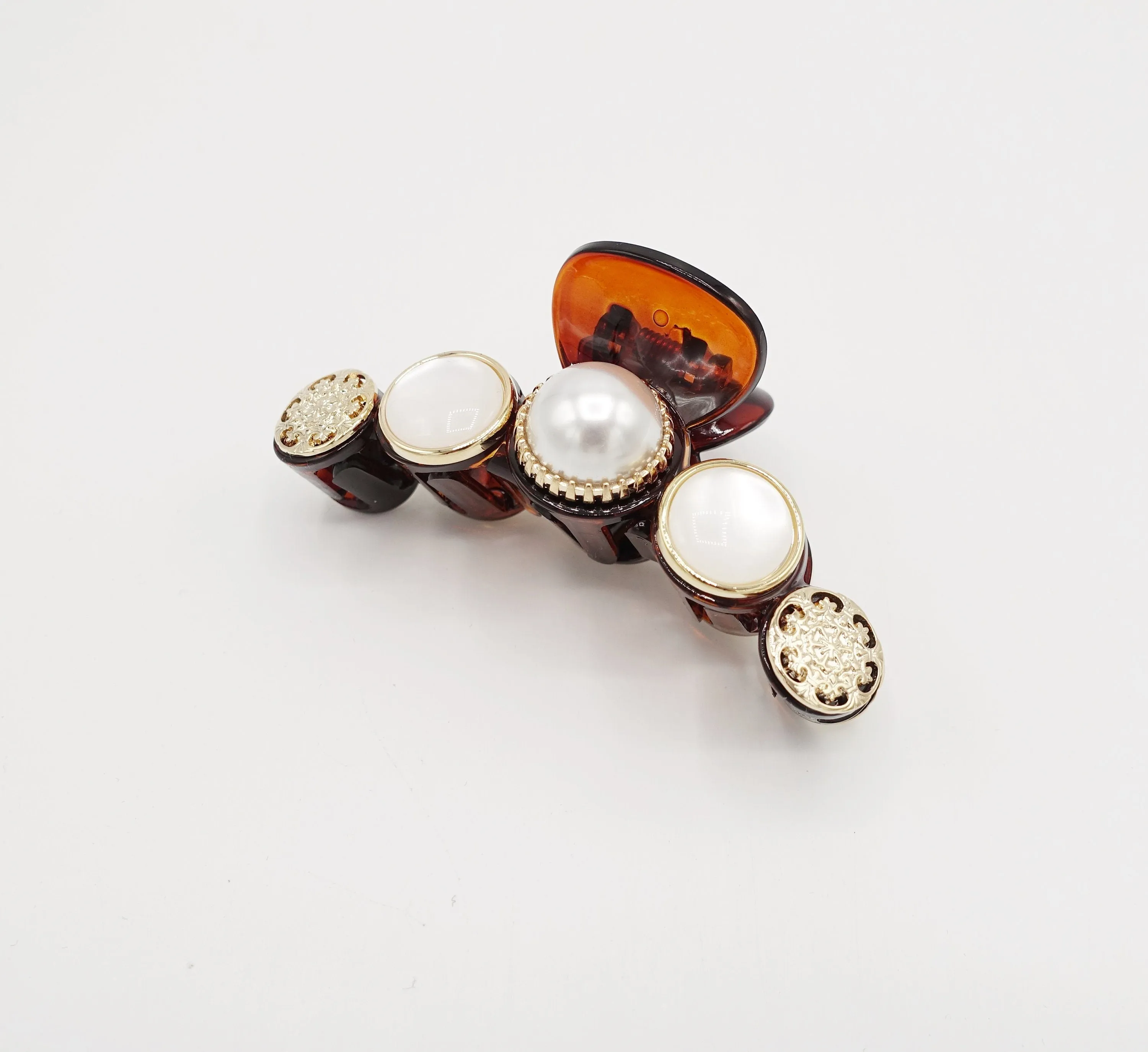 various button embellished hair claw acrylic hair clamp hair accessory for women