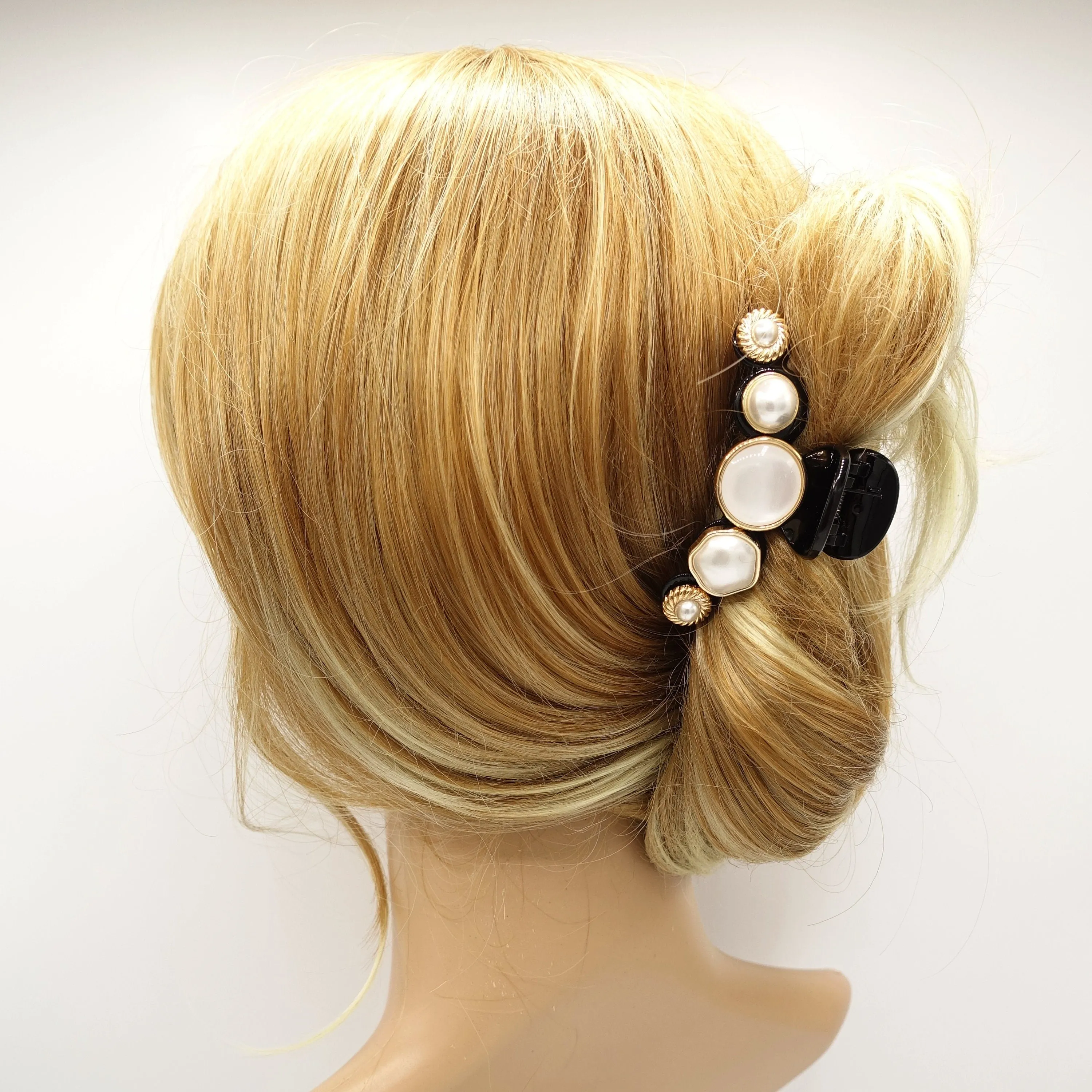 various button embellished hair claw acrylic hair clamp hair accessory for women