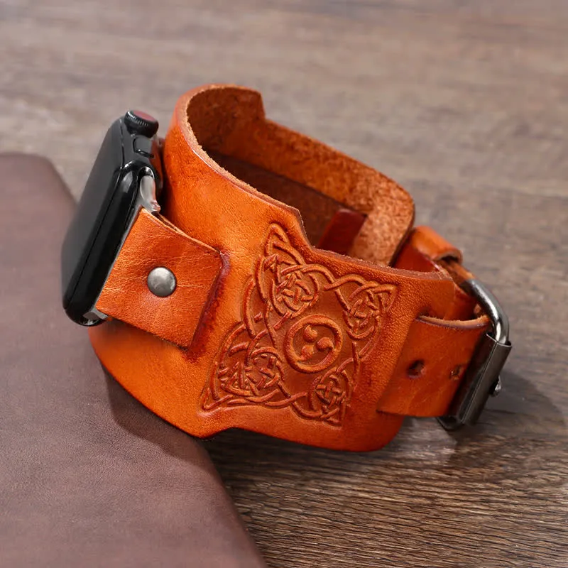 Viking Celtic Knot Totem Leather Watch Band